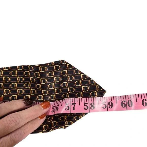 PAOLO GUCCI Silk Tie Equestrian‎ Bit Pattern Black Gold Red Designer Mens